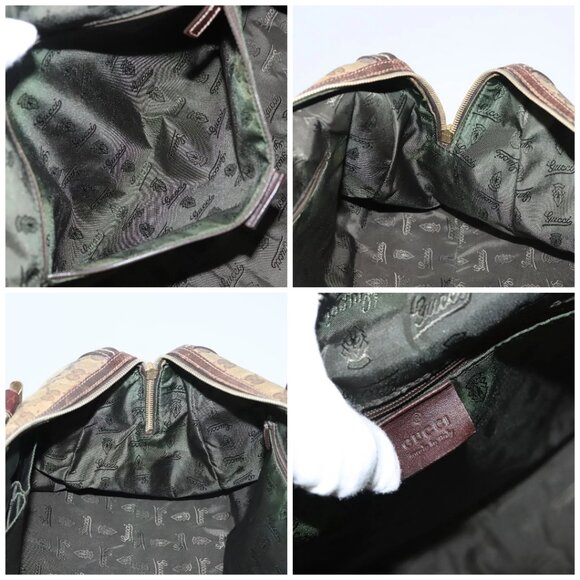 GUCCI GG Crystal Shoulder Bag Coated Canvas Brown Gold - Picture 15 of 16